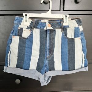 Altar’d State Striped Denim Shorts, Size 28